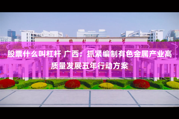 股票什么叫杠杆 广西：抓紧编制有色金属产业高质量发展五年行动方案
